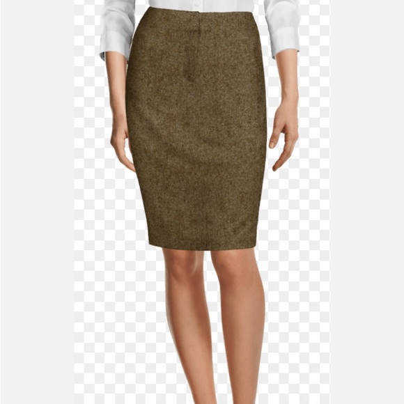 NWT 1997 Lauren Ralph Lauren 💯% lambswool lined woolmark midi skirt houndstooth - Picture 1 of 11
